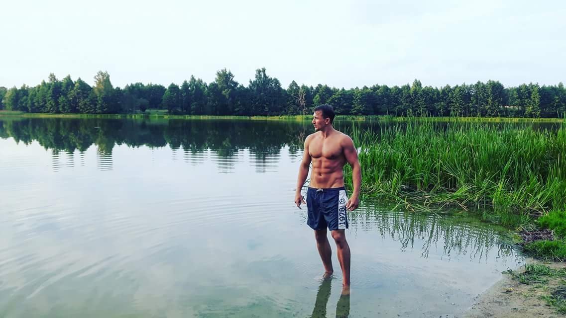 jeans, shorts, lake