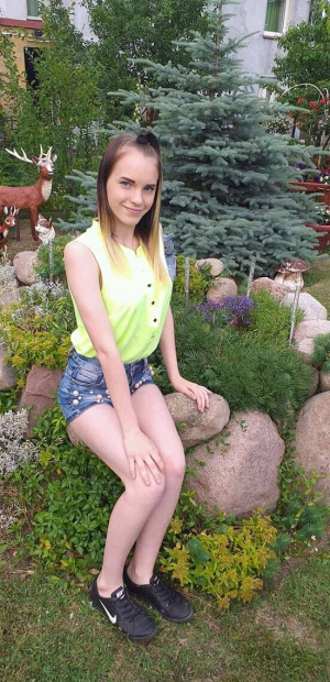 jeans, smile, sitting, garden