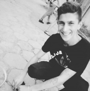 smile, sitting, monochrome