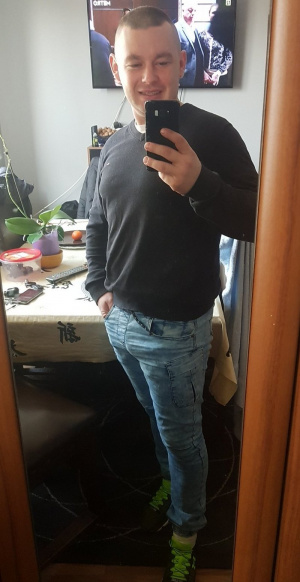 jeans, cool, muscle, standing, room