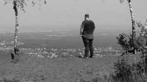 sky, standing, monochrome