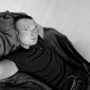 sitting, monochrome