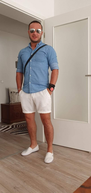 jeans, denim, standing, shorts