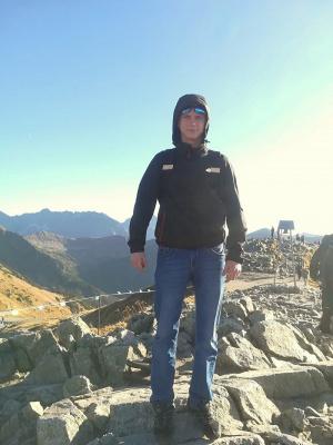 jeans, standing, mountain