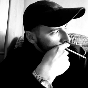 hand, monochrome, hat