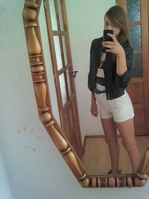 jacket, outerwear, jeans, shorts