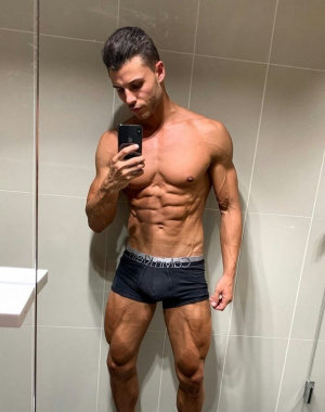 muscle, dude, person, shorts