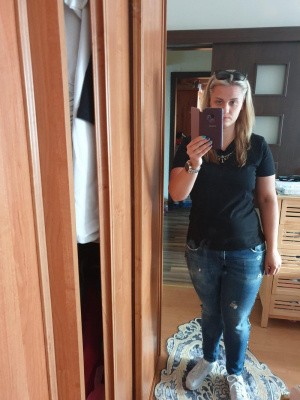 jeans, standing, room