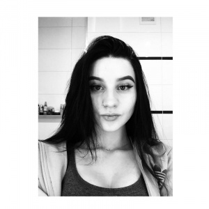 hair, smile, monochrome, model