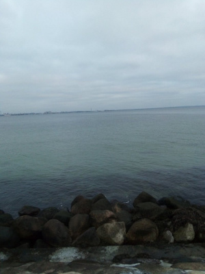 sky, beach, rock