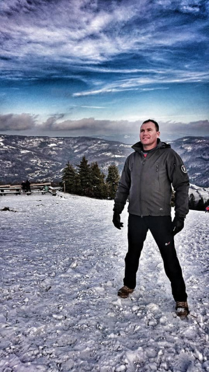 jacket, sky, standing, mountain