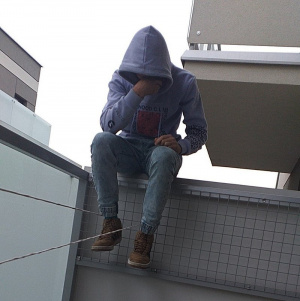 jeans, denim, sitting, roof