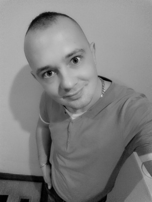 smile, standing, monochrome