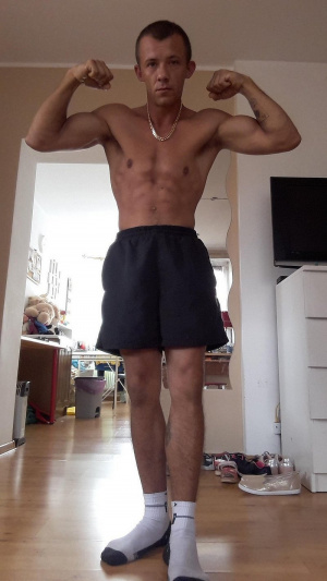 muscle, standing, shorts