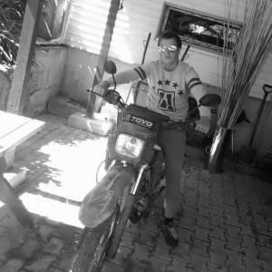 monochrome, motorcycle