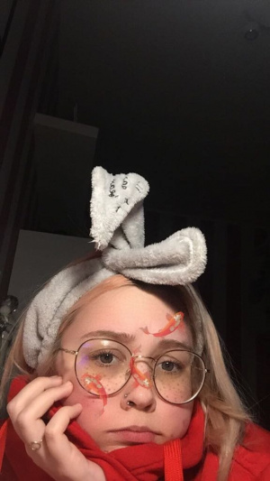 mouth, glasses, hat