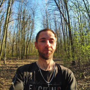 jacket, beard, forest