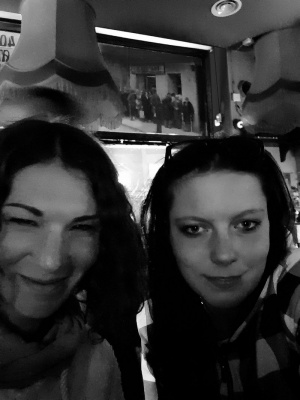 selfie, fun, smile, monochrome