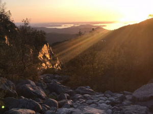 sky, rock, mountain, sunset