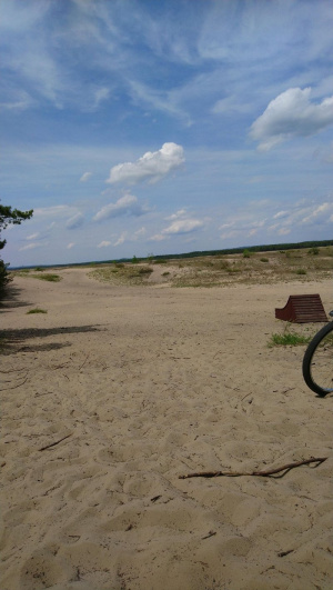 sky, vehicle, beach, sand, bicycle