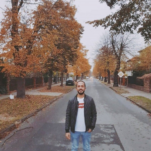 jacket, outerwear, jeans, denim, standing, branch, road, asphalt, infrastructure