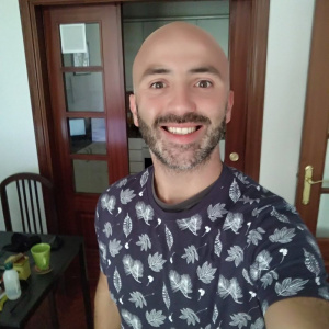 hair, smile, beard, room, moustache, chair