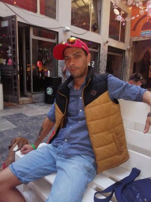 jacket, jeans, sitting