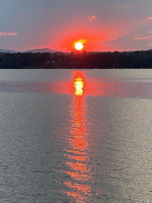 sky, lake, sunset