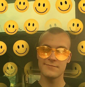 smile, glasses