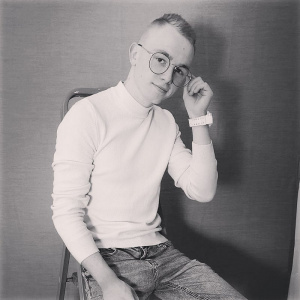 jeans, glasses, standing, monochrome
