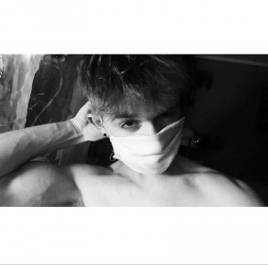 hand, glasses, monochrome