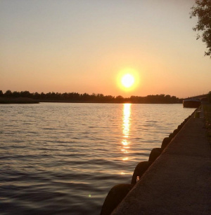 sky, lake, sunset, river