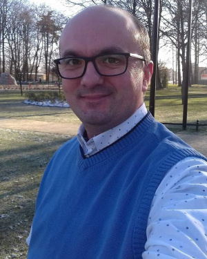outerwear, smile, glasses