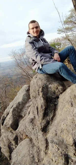 jeans, sitting, rock