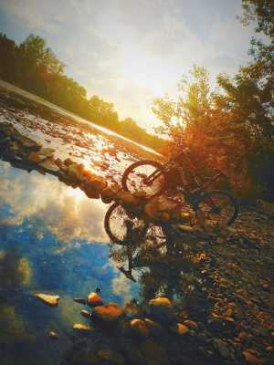 sky, bicycle