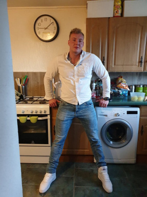 jeans, standing, room