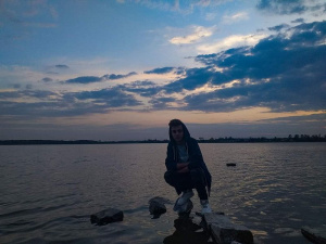 sky, lake, sunset