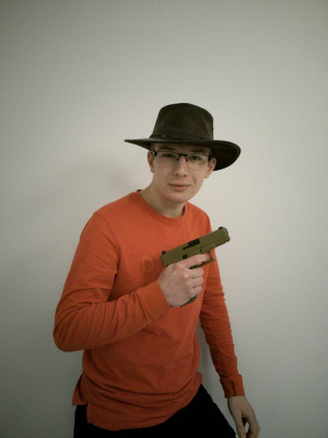 standing, hat