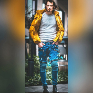 outerwear, jeans, standing