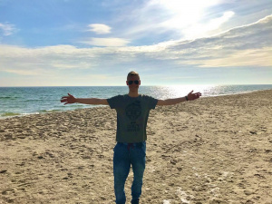 fun, jeans, sky, vacation, standing, beach, sand
