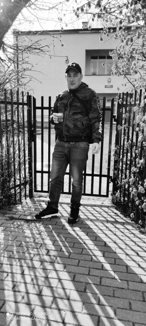 jacket, jeans, standing, monochrome