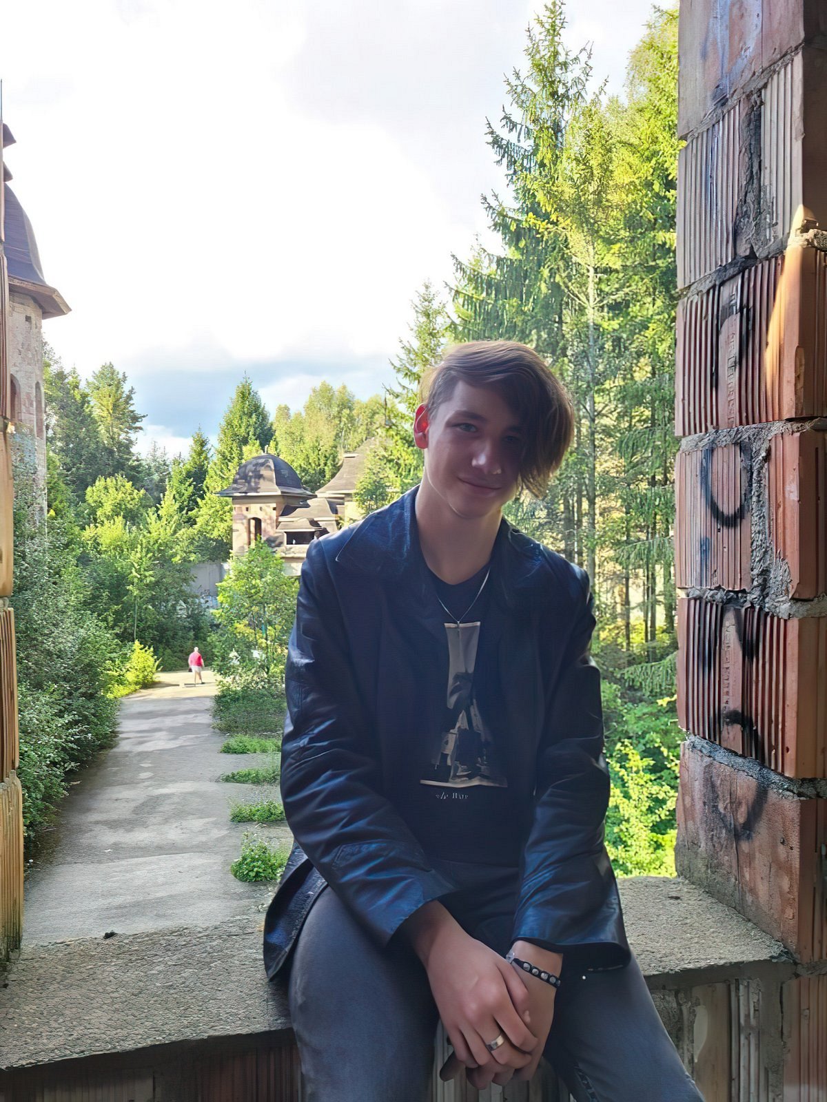 jacket, outerwear, jeans, denim, smile, cool, sitting, leisure, standing
