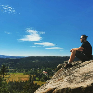 sky, sitting, leisure, rock, mountain