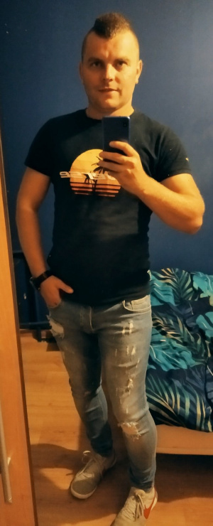 jeans, muscle, standing