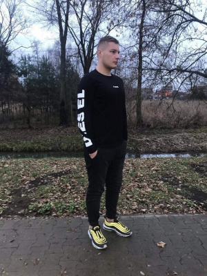 jacket, outerwear, jeans, standing, shoe, race, asphalt