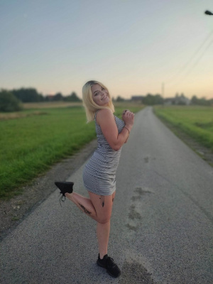 fun, sky, standing, dress, road, asphalt