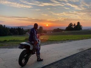 sky, vehicle, road, motorcycle, infrastructure