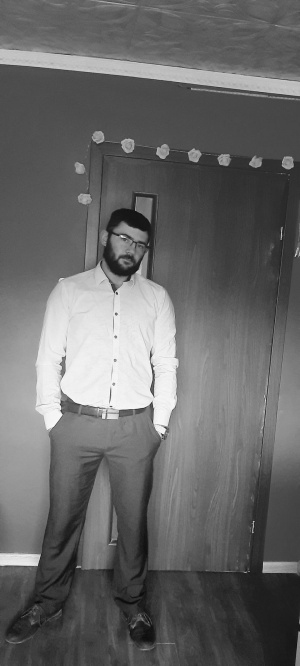 standing, monochrome