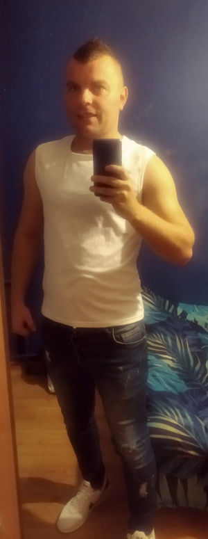 fun, jeans, muscle, standing