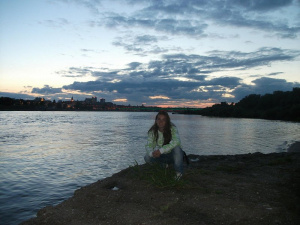 sky, lake, sunset